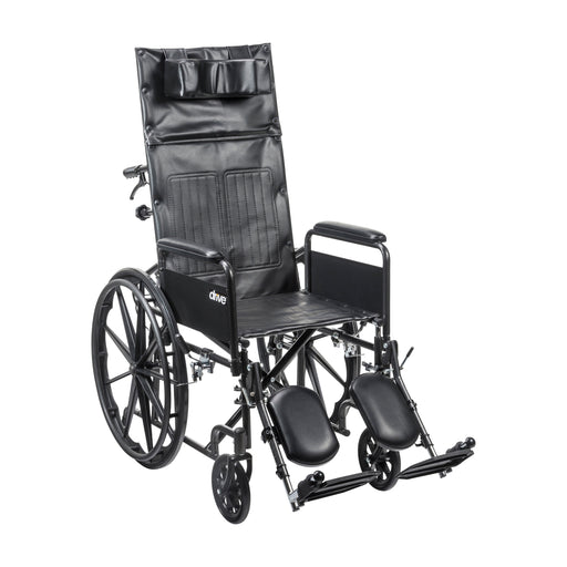 RIO Medical Supplies Silver Sport Full-Reclining Wheelchair, Full Arms, 16" Seat
