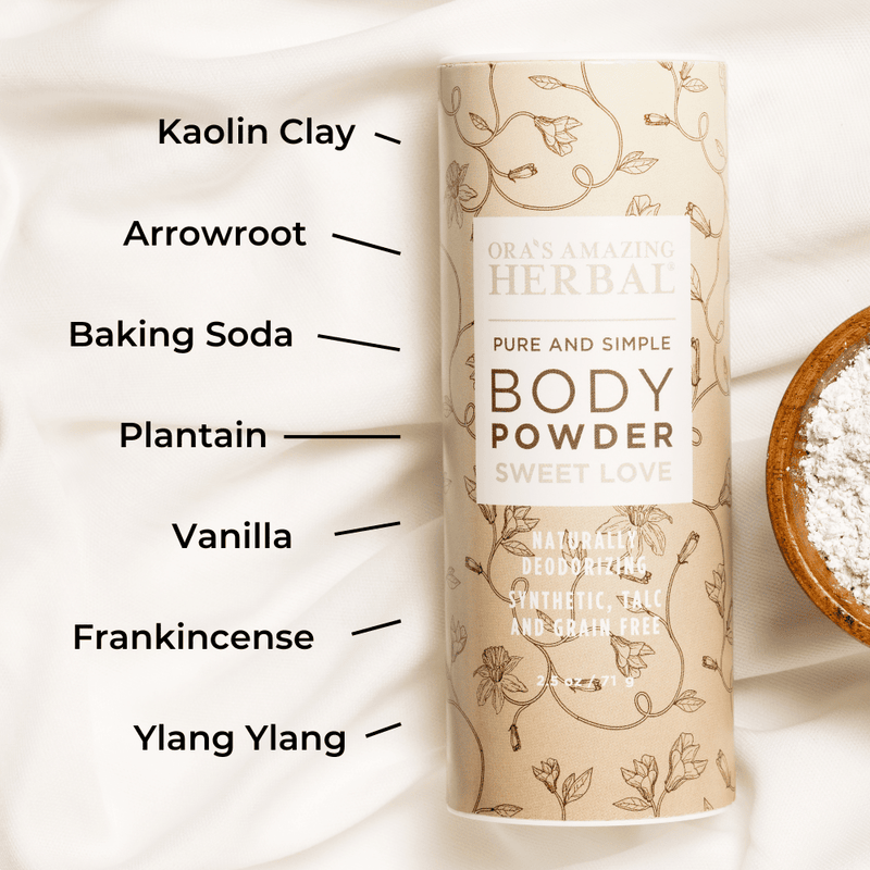 Ora's Amazing Herbal Talc Free Body Powder, Sweet Love Vanilla Body Powder