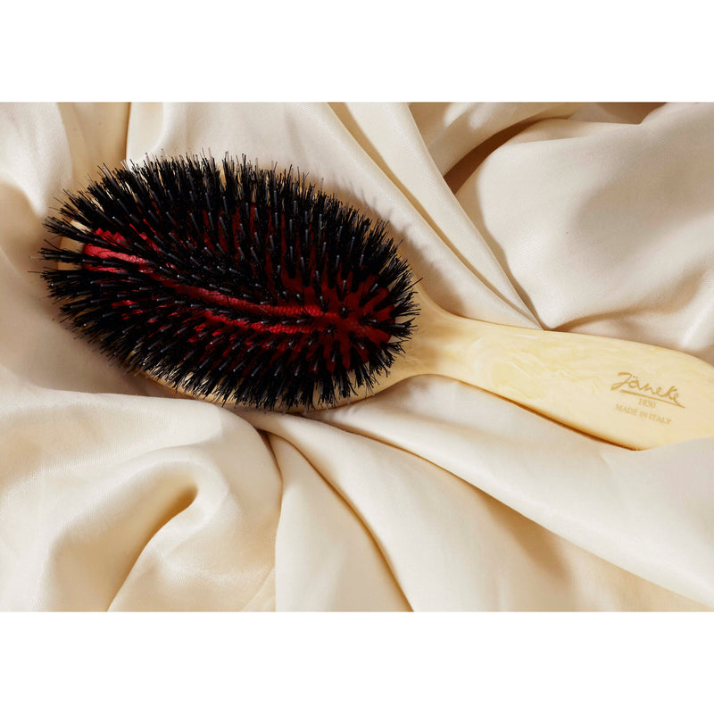 KOH-I-NOOR Beauty USA Janeke Synthetic Horn Pneumatic Hairbrush – Boar & Nylon Bristle Brush Hair Brush Gray Large,Small