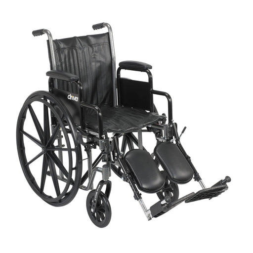 RIO Medical Supplies Silver Sport 2 Wheelchair, Detachable Desk Arms, Elevating Leg Rests, 18" Seat
