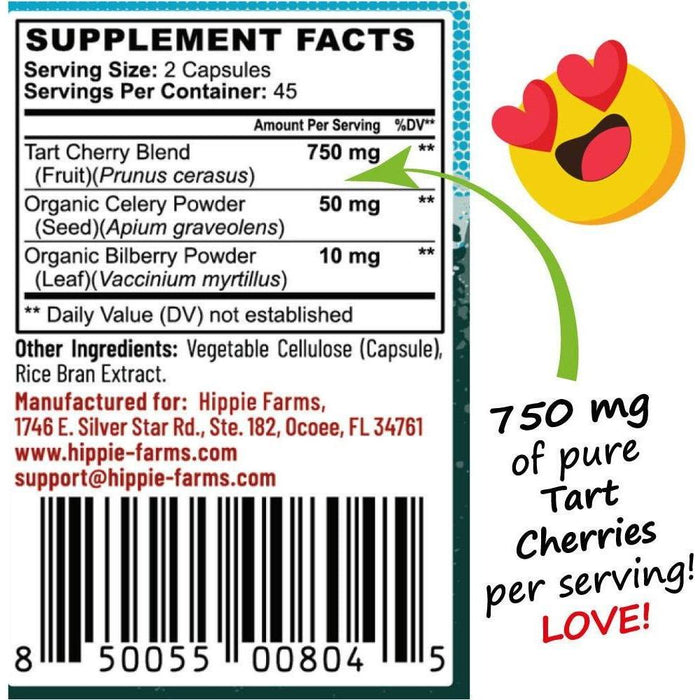 Hippie Farms - Hippie Farms - Tart Cherry Capsules - Lumberjack Strength Blend - Grown In USA Cherries