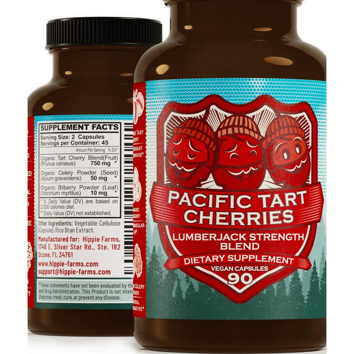 Hippie Farms - Hippie Farms - Tart Cherry Capsules - Lumberjack Strength Blend - Grown In USA Cherries