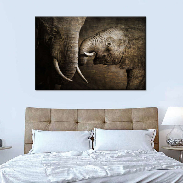 Affectionate Elephants Wall Art