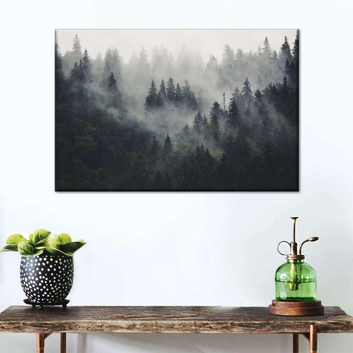 Misty Forest Mountain Wall Art