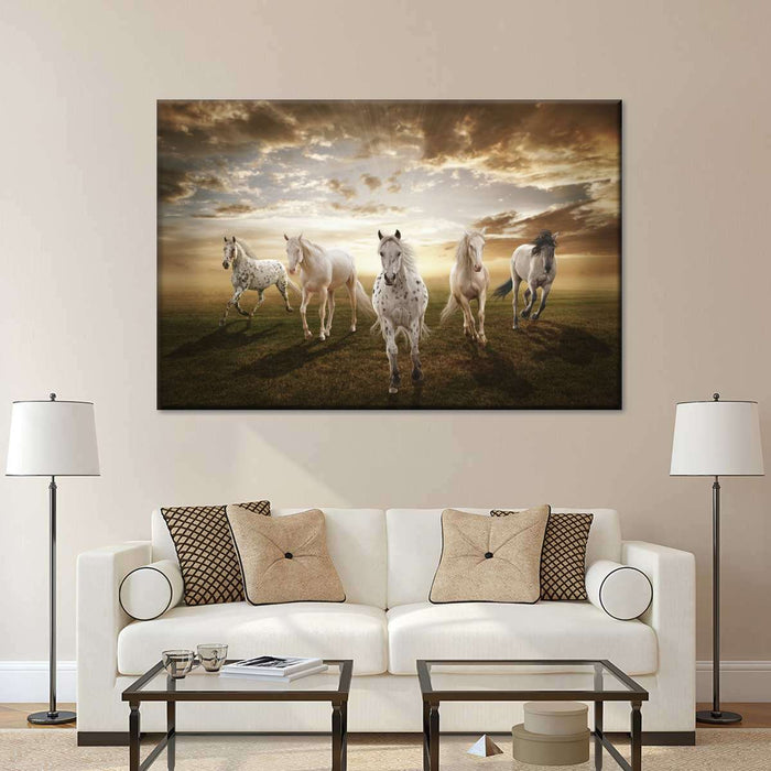 Dramatic White Horses Wall Art