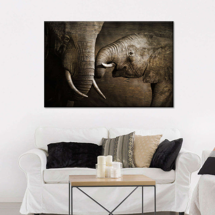 Affectionate Elephants Wall Art