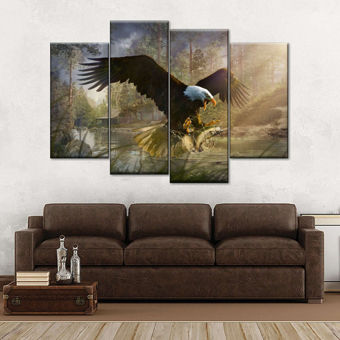 Bald Eagle Catching Fish Wall Art