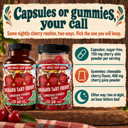 Hippie Farms Premium Tart Cherry Blend - Inflammation, Uric Acid, Sleep, Muscle Recovery Vitamins & Supplements Antique White Capsules - 60 count,Capsules - 90 count,Gummies - 60 Count