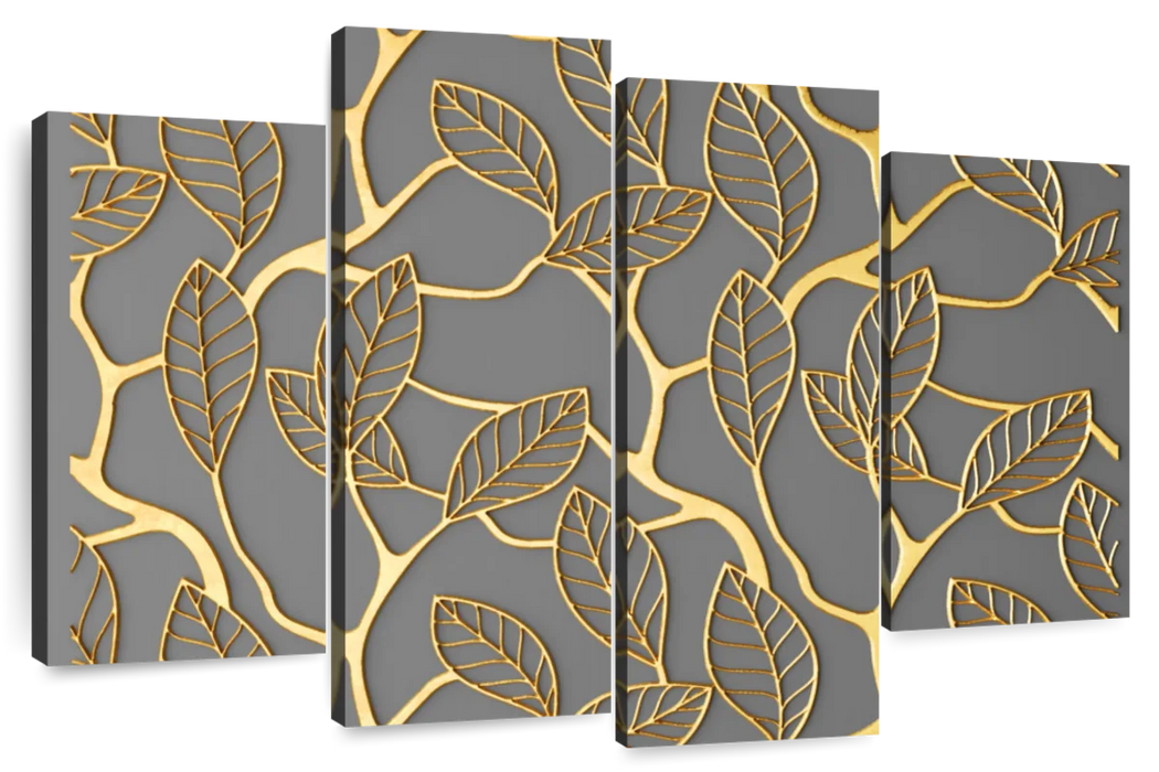 Gold Leaves Lattice Wall Art