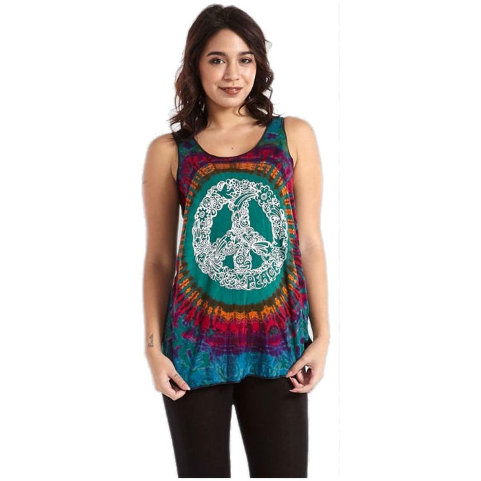 Threddies Tie Dye Racerback Tank With Print