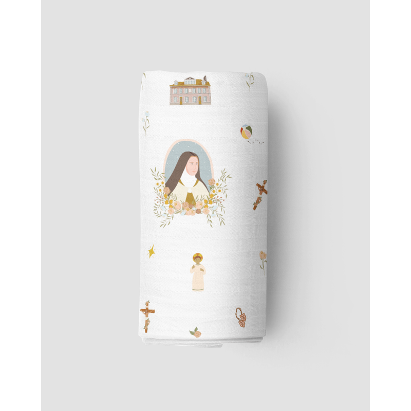 Be A Heart St. Therese of Lisieux Muslin Swaddle Baby Blanket Swaddle