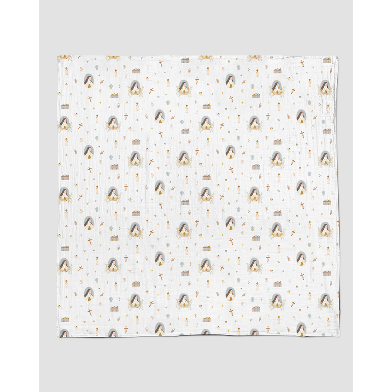 Be A Heart St. Therese of Lisieux Muslin Swaddle Baby Blanket Swaddle