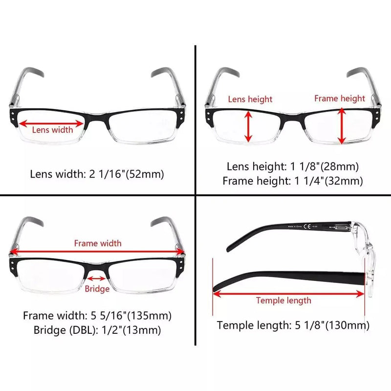 eyekeeper.com Thin Rectangle Glasses Classic 4 Pack for Oval face R012 Eyeglasses