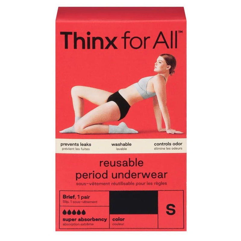 VIP Extensions Thinx for All Women s Super Absorbency Cotton Brief Period Underwear  Small  Black Accessories