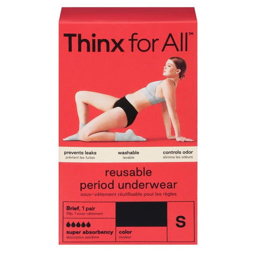 VIP Extensions Thinx For All Super Absorbency Cotton Brief Period Underwear, Small Black Underwear Tomato
