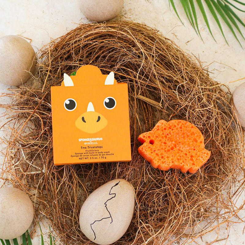 Spongellé Tina Triceratops | Spongeasaurus Dinosaur Buffer Body Wash Infused Buffer