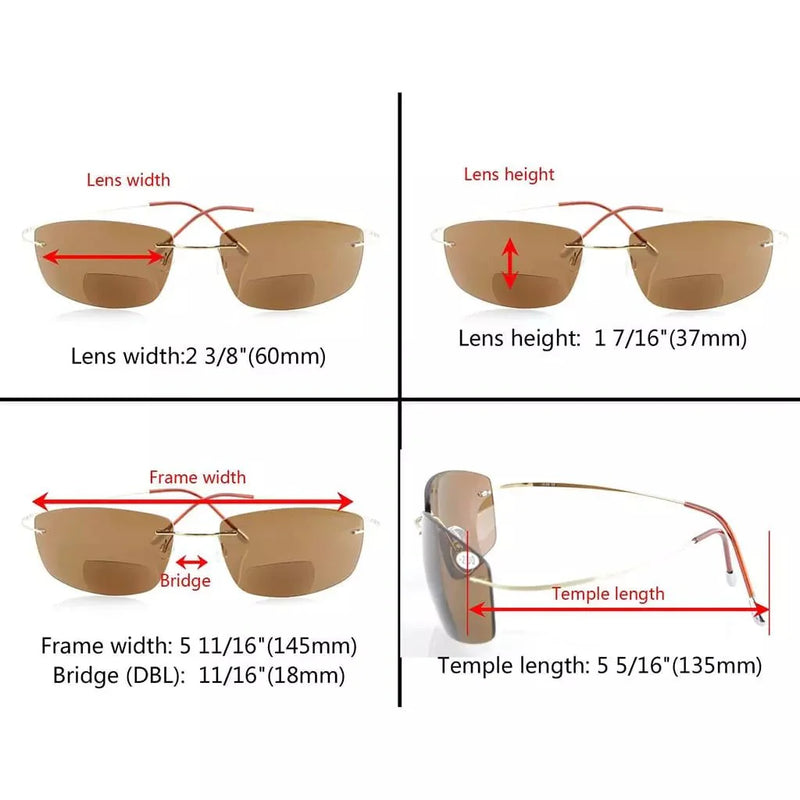 eyekeeper.com Titanium Rimless Polycarbonate Bifocal Sunglasses PCSG1504 Sunglasses