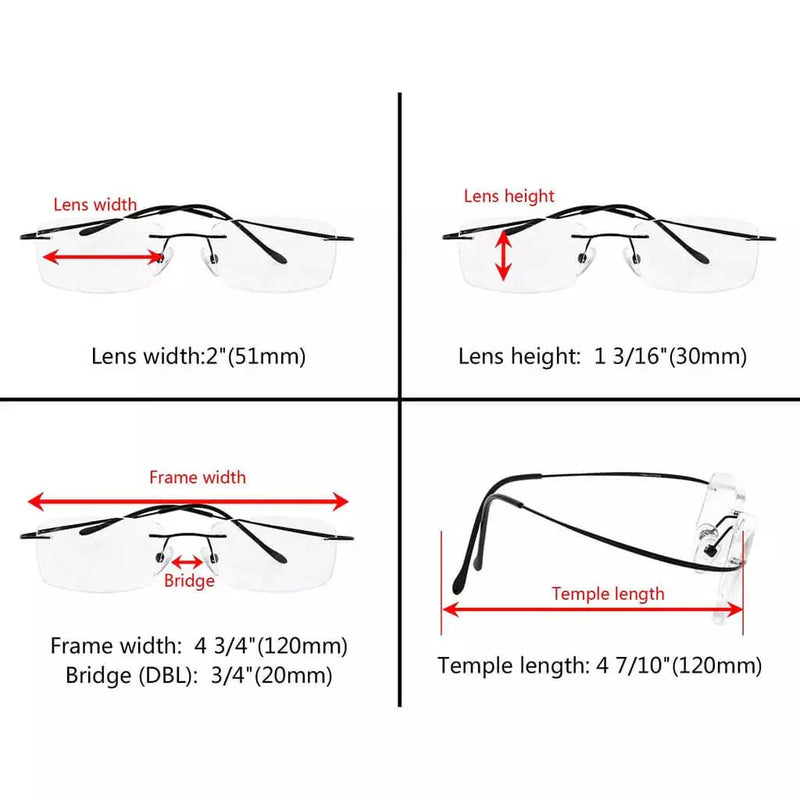 eyekeeper.com Titanium Rimless Reading Glasses R1508 Eyeglasses