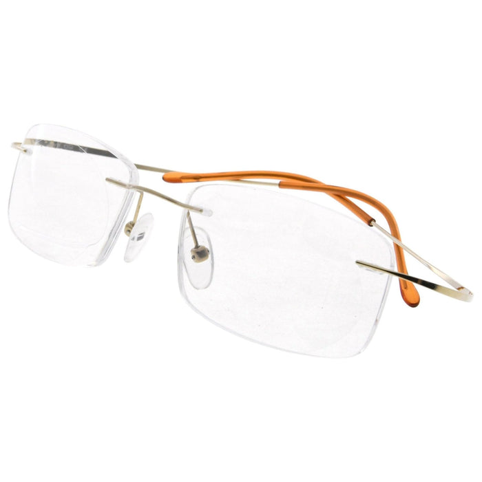 Eyekeeper.Com - Titanium Rimless Reading Glasses Foldable Arms Readers R1508