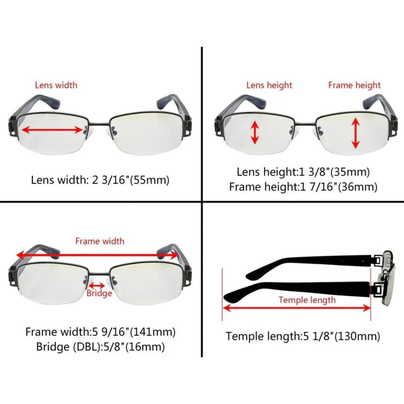 eyekeeper.com Titanium Semi-rimless Eyeglasses Blue Light Filter 002B Eyeglasses