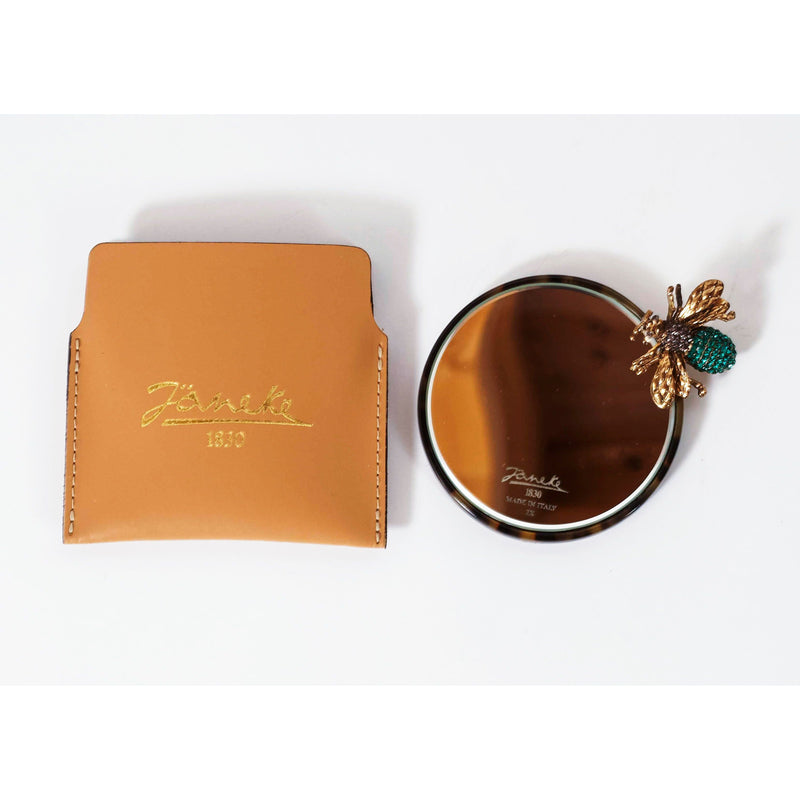 Janeke Tokyo Compact Mirror with Leather Case – Portable Purse Mirror