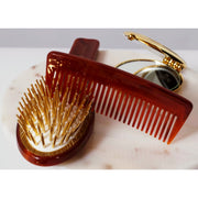 KOH-I-NOOR Beauty USA Janeke Tortoiseshell Oval Hair Brush – Gold Pin Detangling Brush Hair Brush Light Gray Large,Small