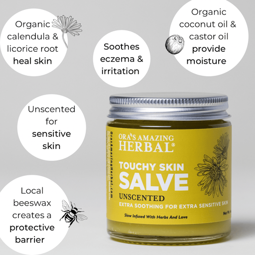 Ora's Amazing Herbal Touchy Skin Salve, Sensitive Skin & Eczema Salve 4oz