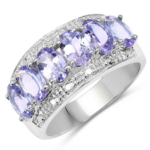 Bids.com 2.64 Carat Genuine Tanzanite .925 Sterling Silver Ring Rings
