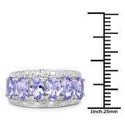 Bids.com 2.64 Carat Genuine Tanzanite .925 Sterling Silver Ring Rings