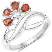 Bids.com 1.68 Carat Genuine Orange Sapphire .925 Sterling Silver Ring Rings