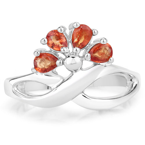 Bids.com 1.68 Carat Genuine Orange Sapphire .925 Sterling Silver Ring Rings