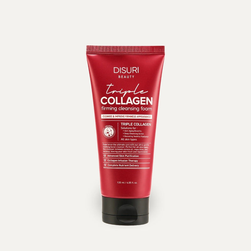 DISURI Triple Collagen Firming Foam - Korean Anti-Aging Cleanser with 3,000ppm Collagen Complex