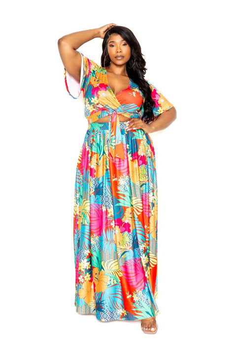 Tropical floral maxi skirt & top set by VYSN