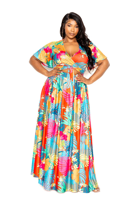 Tropical floral maxi skirt & top set by VYSN