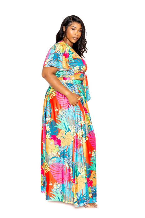 Tropical floral maxi skirt & top set by VYSN