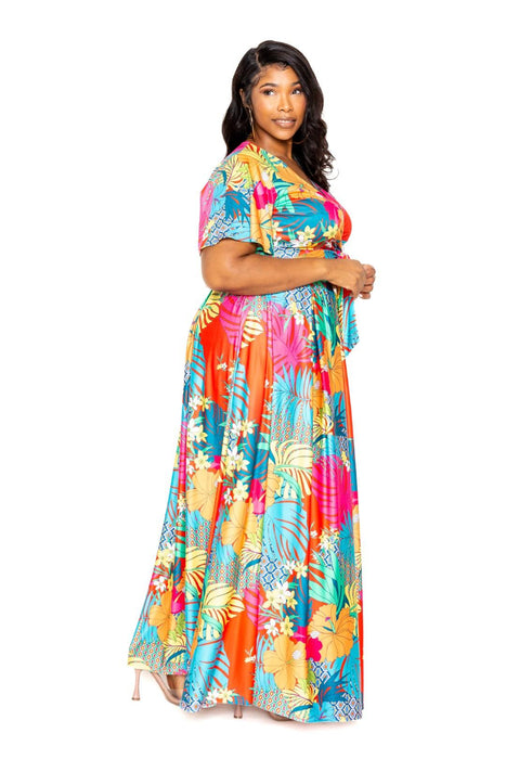 Tropical floral maxi skirt & top set by VYSN