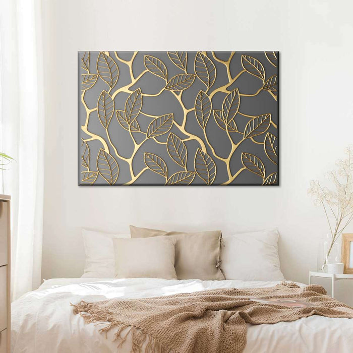 Gold Leaves Lattice Wall Art