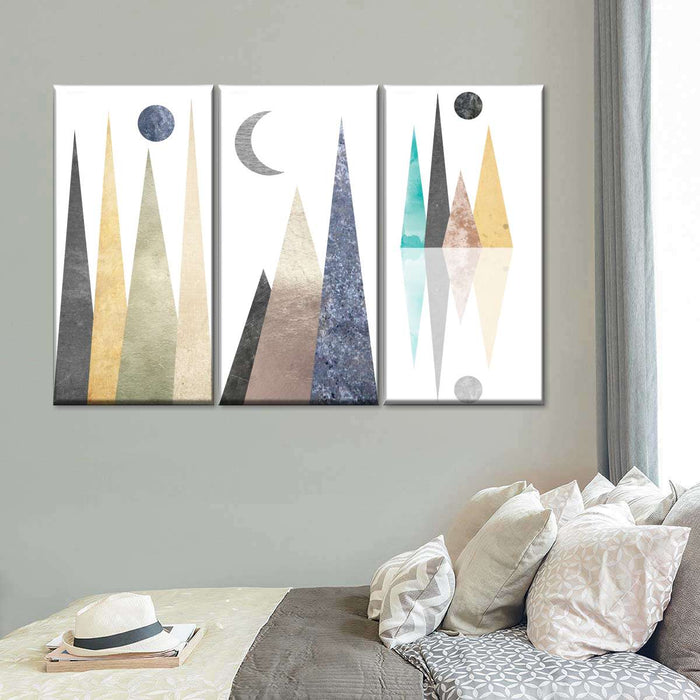 Geometric Mountain Scene Wall Art