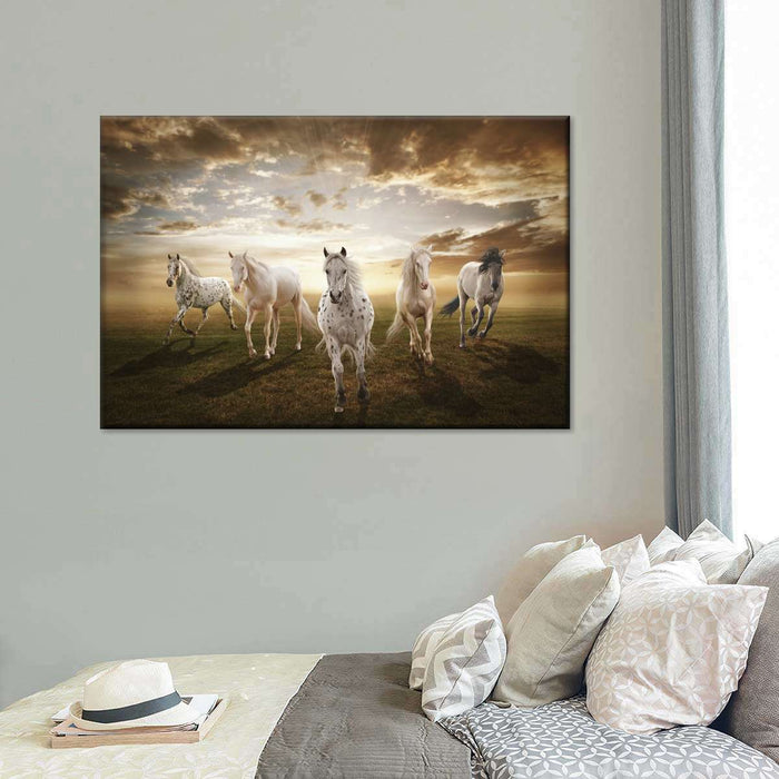 Dramatic White Horses Wall Art