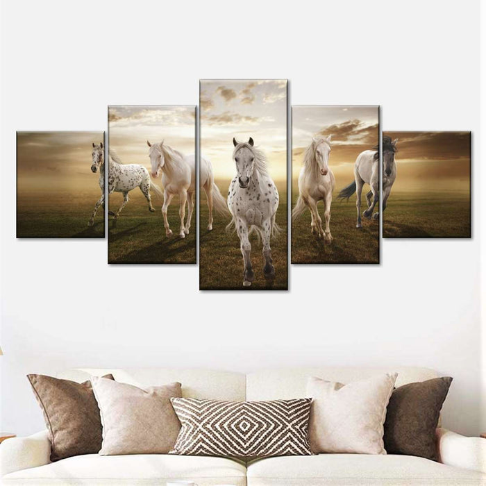 Dramatic White Horses Wall Art