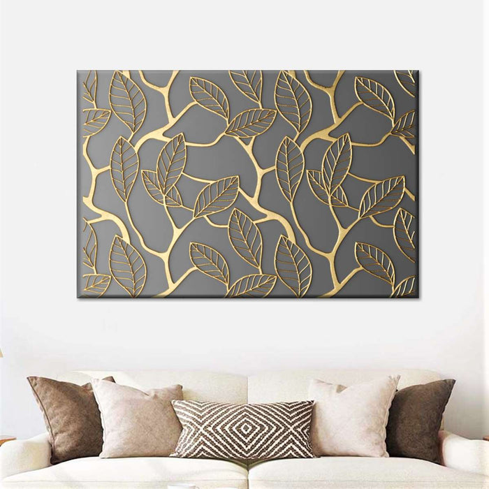 Gold Leaves Lattice Wall Art