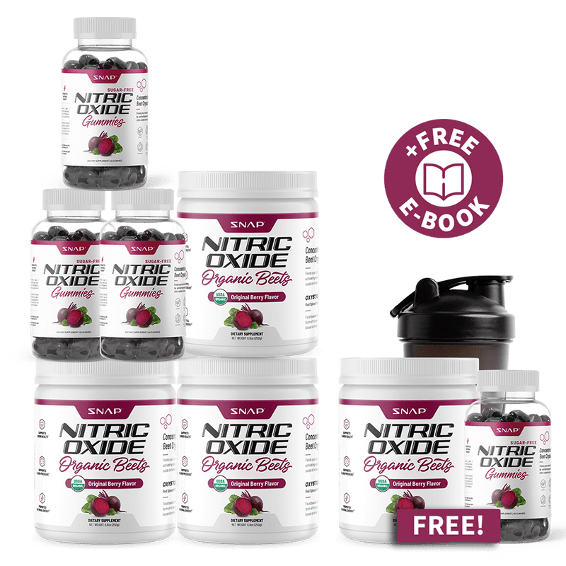 Snap Supplements Ultimate NO2 Beets Stack + Free Shaker + Free E-Book