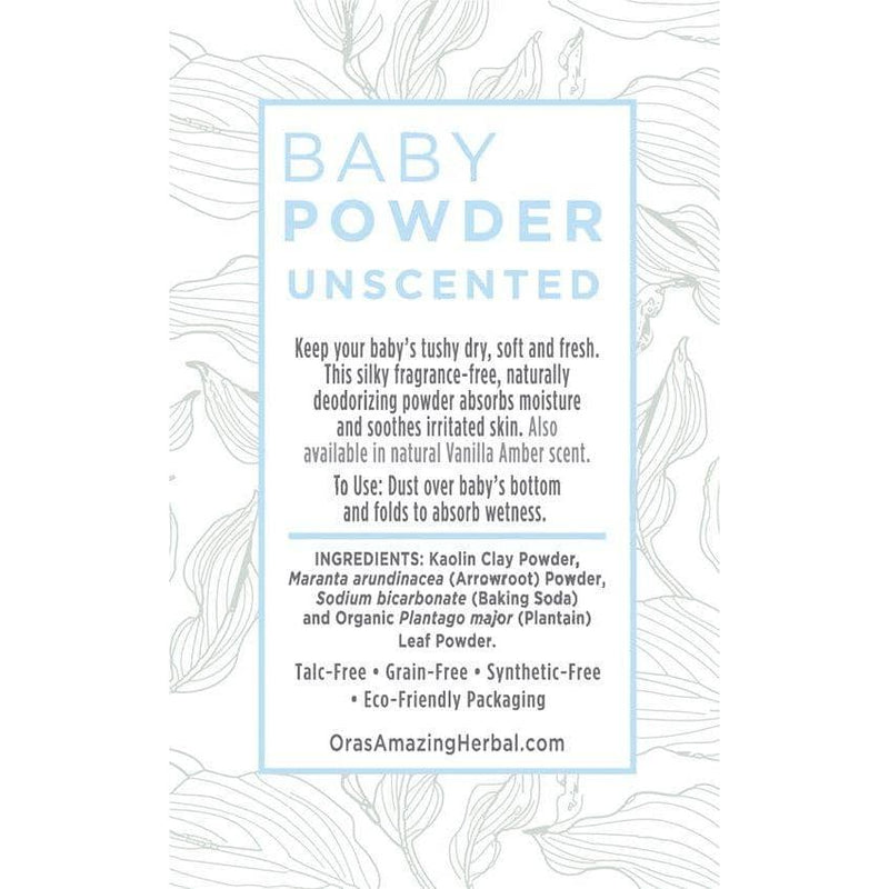 Ora's Amazing Herbal Talc Free Baby Powder, Unscented, Corn Free