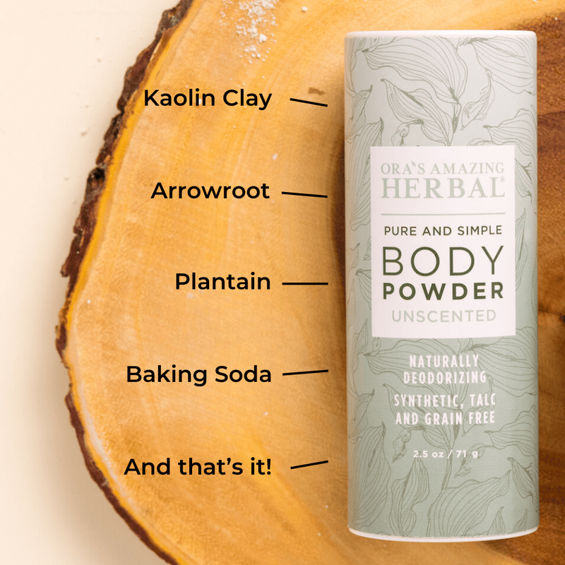 Ora's Amazing Herbal Talc Free Body Powder, Unscented Body Powder