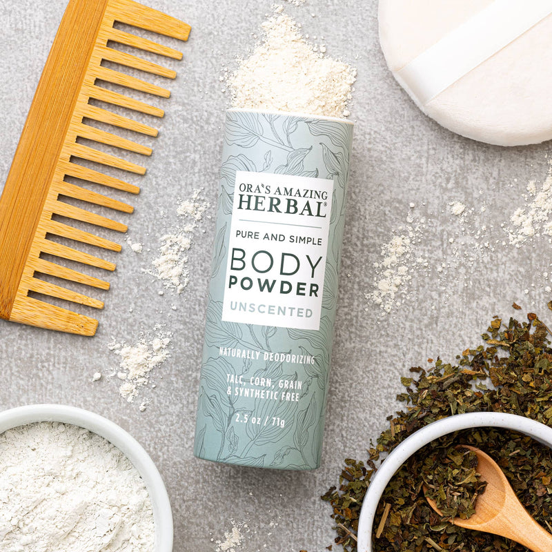 Ora's Amazing Herbal Talc Free Body Powder, Unscented Body Powder