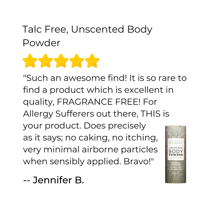 Ora's Amazing Herbal Talc Free Body Powder, Unscented Body Powder