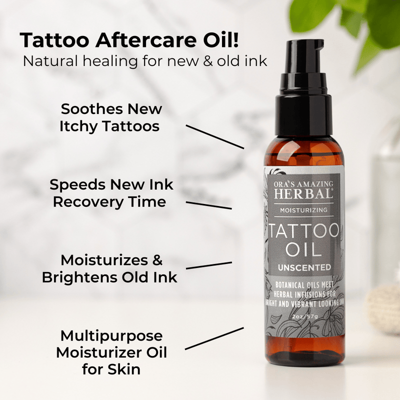 Ora's Amazing Herbal Tattoo Oil, Natural Tattoo Aftercare