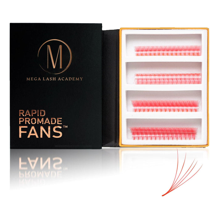 Mega Lash Academy - UV - Coral Red 5D Rapid Promade Fans - 600 Fans