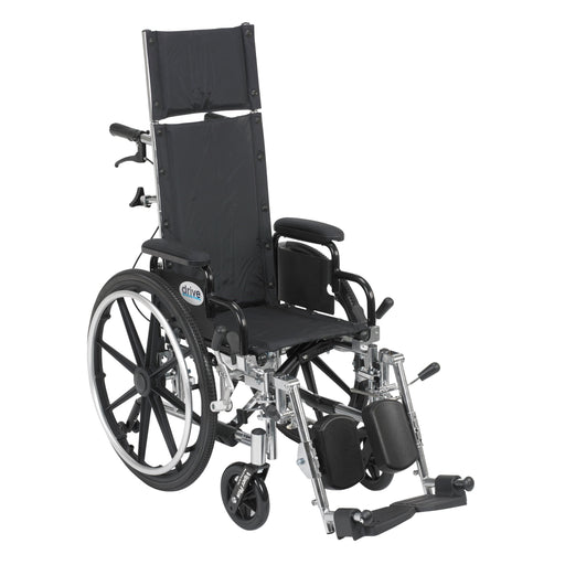 RIO Medical Supplies Viper Plus Light Weight Reclining Wheelchair with Elevating Leg Rests and Flip Back Detachable Arms, 12" Seat