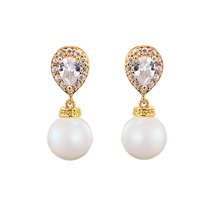 Valentina Pearl Drop Crystal Earrings